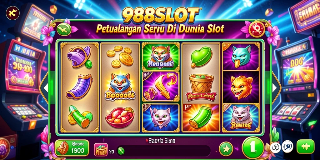 Tampilan gameplay seru dari 988SLOT dengan berbagai karakter unik.