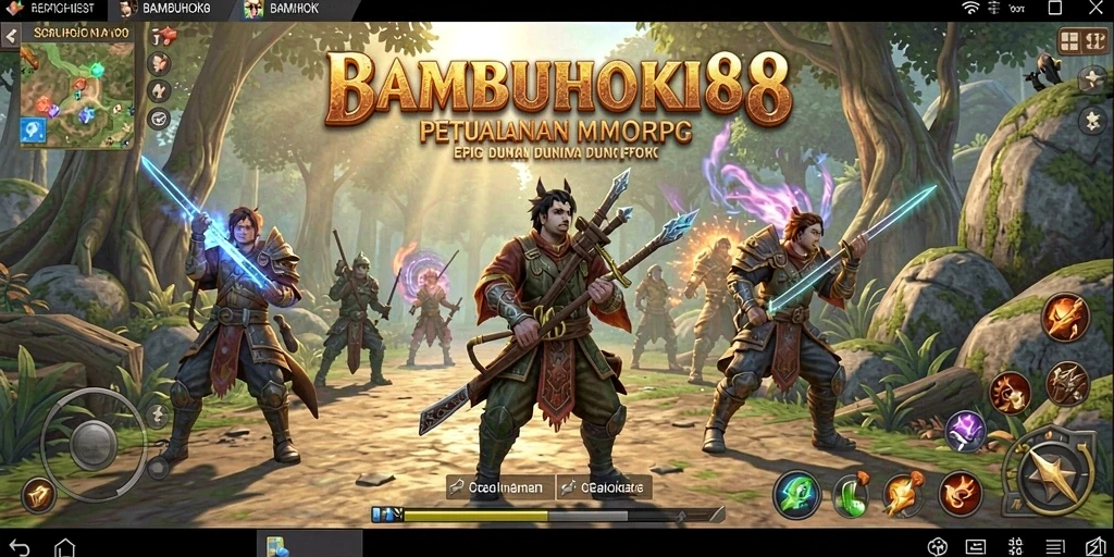 Screenshot BAMBUHOKI88 menampilkan aksi seru dalam gameplay MMORPG yang mengesankan.