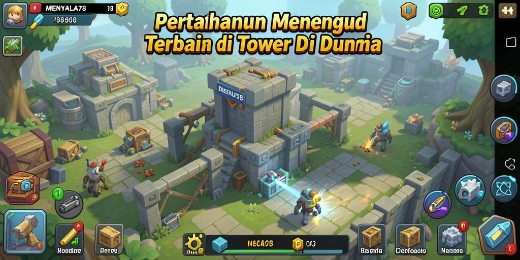 Screenshot MENYALA78 menampilkan aksi mendebarkan dalam Tower Defense.