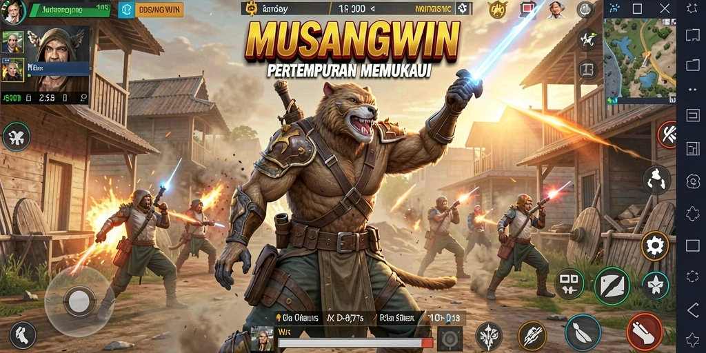 Gameplay seru di <strong>MUSANGWIN</strong> dengan pertempuran Battle Royale yang menegangkan.