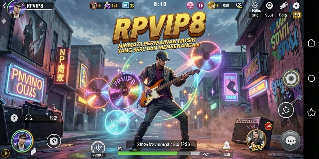 Screenshot gameplay RPVIP8 yang menampilkan momen seru bermain musik.