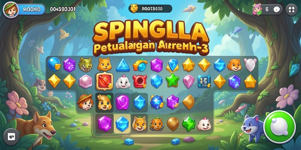 Screenshot gameplay SPINGILA dengan aksi mencocokkan item yang seru.